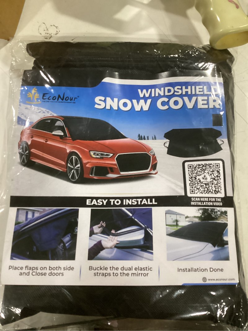 Condition photo showing Good Condition for EcoNour Windshield Cover for Ice and Snow - Universal Fit for Car, SUV, Truck, Heavy Duty 600D Oxford Fabric Frost Protector for Ice & Sleet, Includes Anti-Theft Straps, Medium (69"x42")