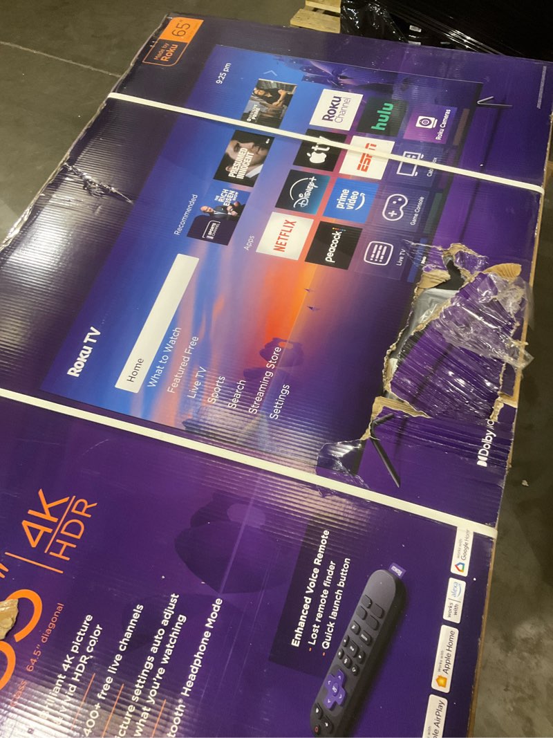 Condition photo showing As Is for Roku Smart TV 2025 – 65-Inch Select Series, 4K HDR TV-NOT TESTED