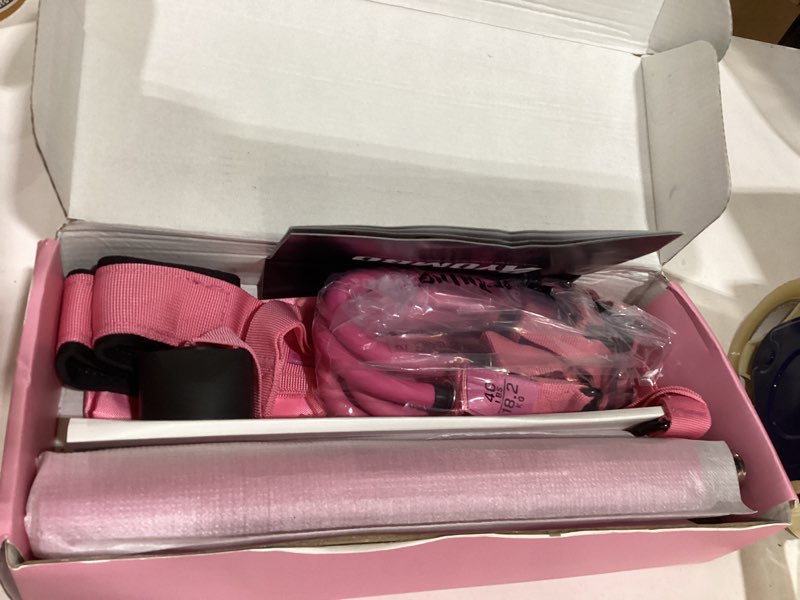 Condition photo showing Good Condition for ayombo pilates bar kit with resistance bands, pilates workout equipment for legs, hip, waist, arm, squats exercise equipment for home workouts, adjustable 3-section pilates bar kit for women & men 1-pink new-140lbs