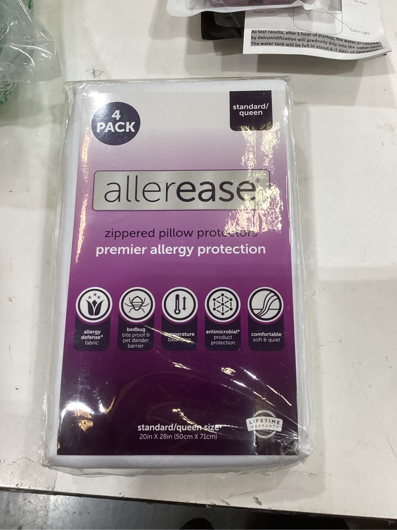 Condition photo showing New/Like New for Set of 4 Standard/Queen AllerEase Pillow Protectors - Temperature Balancing, Allergist Recommended - Premium Breathable, Zippered Protectors Standard/Queen White