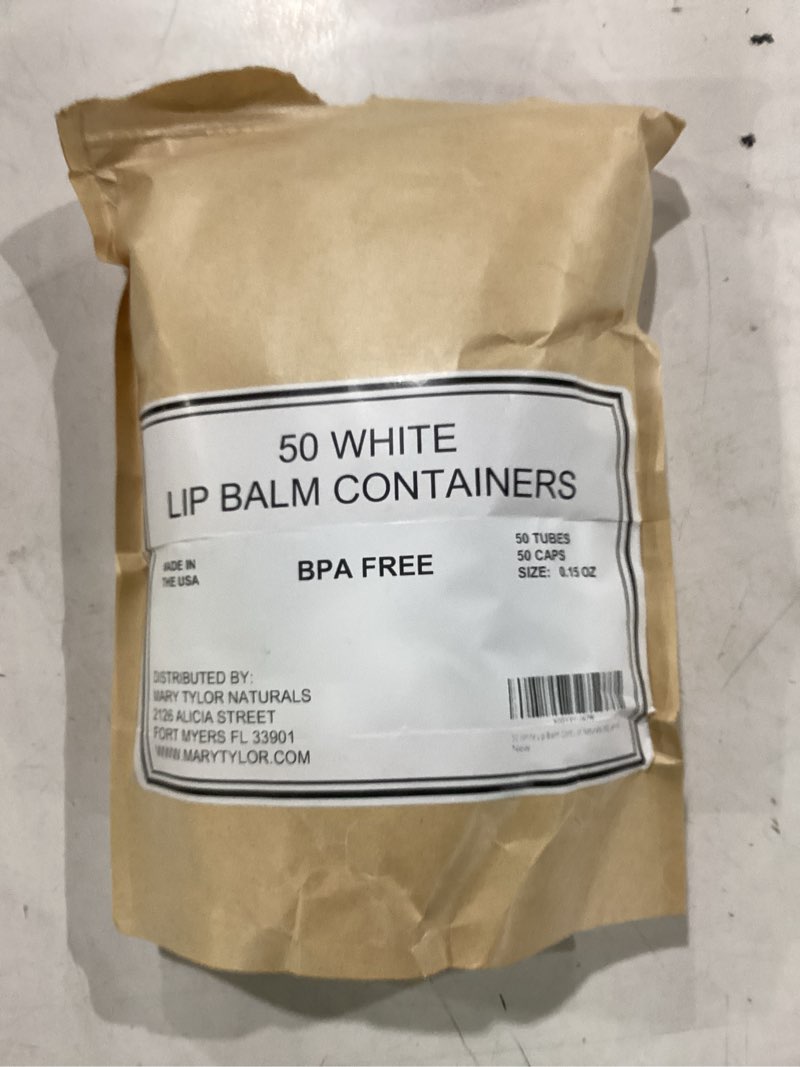 Condition photo showing New/Like New for (not counted individulay)50 white lip balm containers tubes, bpa free, made in usa round tubes, 0.15 oz, 100% with white caps, for diy lipstick homemade lip balm by mary tylor naturals (50, white) 50 count (pack of 1) white