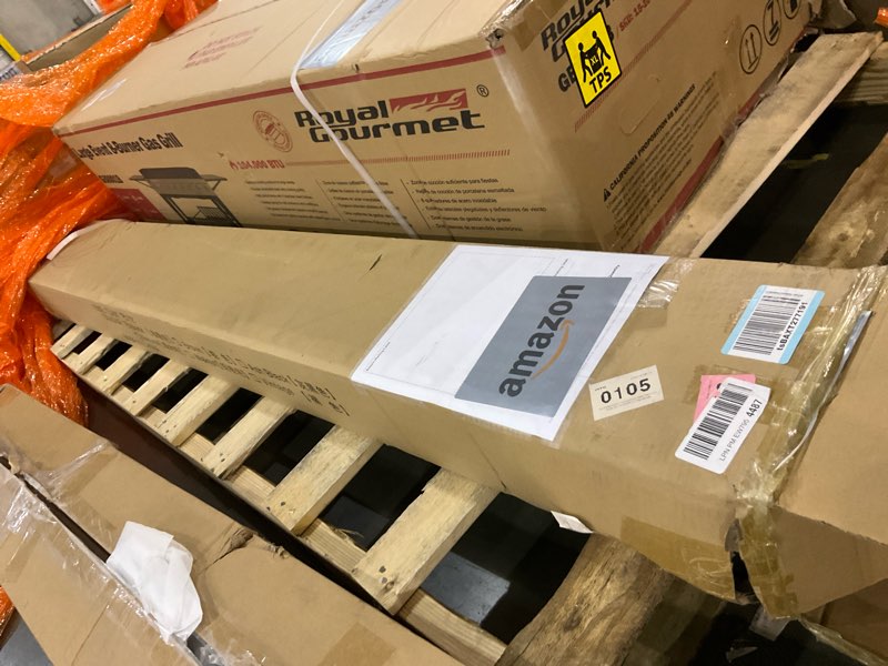 Condition photo showing As Is for Movable Grill Table with Folding Side Table, Pizza Oven Table as BBQ Food Prep Cart with Undershelf for Outdoor & Indoor Use, 43" L x 20" W Stainless Steel Tabletop, Gray Black