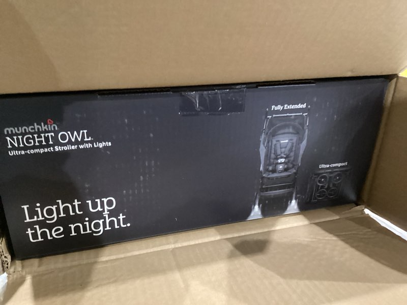 Condition photo showing As Is for Munchkin® Night Owl™ Lightweight Travel Stroller with Wheel Lights, Ultra Compact Baby Stroller for Everyday Travel and Easy Storage, Essential Gear for Babies & Toddlers, Black