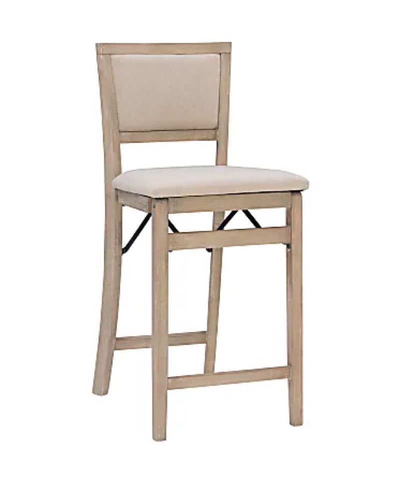 Linon Baker Pad Back Folding Counter Stool, Gray Wash/Beige
