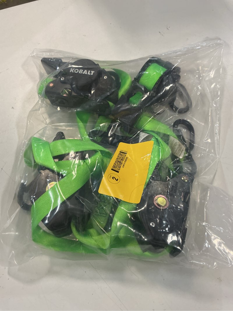 Condition photo showing As Is for Kobalt 1-in x 10-ft Retractable Ratchet Strap with S-Hook 1500-lb Break Strength 4 -Pack