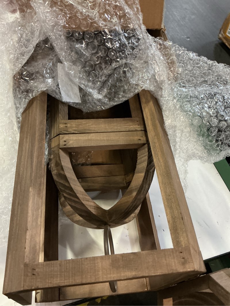 Condition photo showing Good Condition for hpc decor large rustic farmhouse lantern decor set of 2, tall 30“ vintage wooden lanterns, modern candle lanterns decorative w/light string and garland for home, indoor,outdoor,fireplace mantle decor