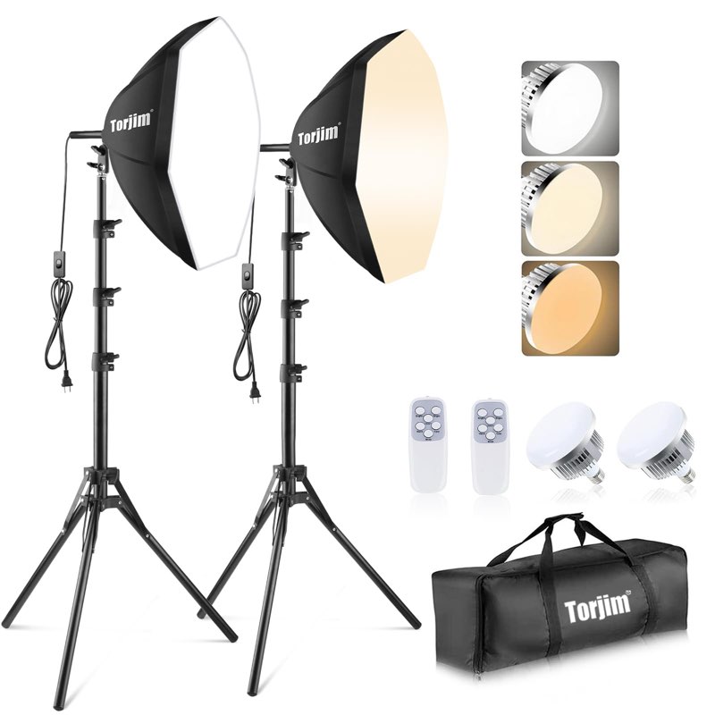 Torjim Softbox Photography Lighting Kit, 20'' x 20'' Professional Softbox Lighting Kit with 85W 3000