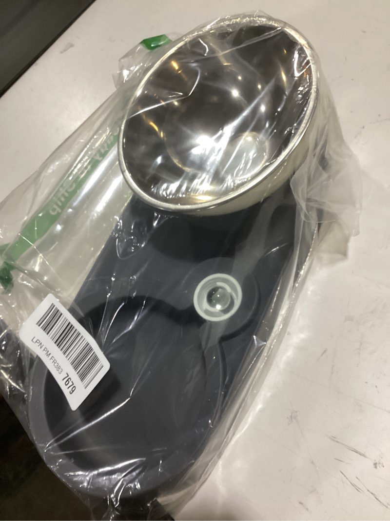 Condition photo showing Good Condition for raised dog cat food bowl, cat food and water bowl set with water dispenser, stainless steel bowls and feeding mat, food feeding dishes for indoor cats and small dogs, black