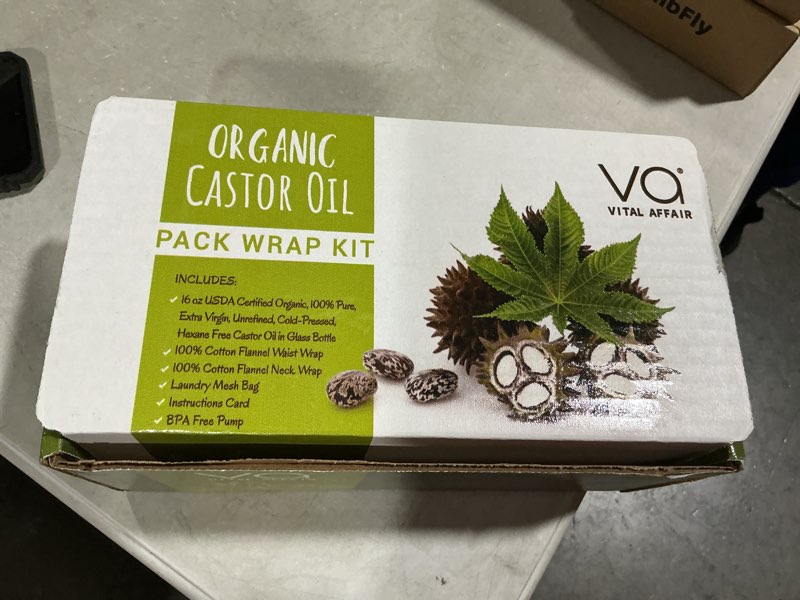 Condition photo showing New/Like New for Castor Oil Pack Wrap Kit – USDA Organic, 16 oz Cold-Pressed Hexane-Free Castor Oil in Glass Bottle | Adjustable Cotton Flannel Waist & Neck Wraps | Made in USA | Liver, Abdominal & Detox Therapy
