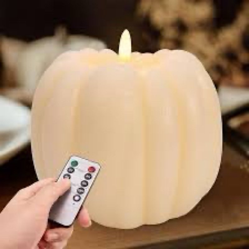 Fall Decorations for Home - Fall Decor - Flickering Flameless Wax Pumpkin LED Candle with Timer Remo