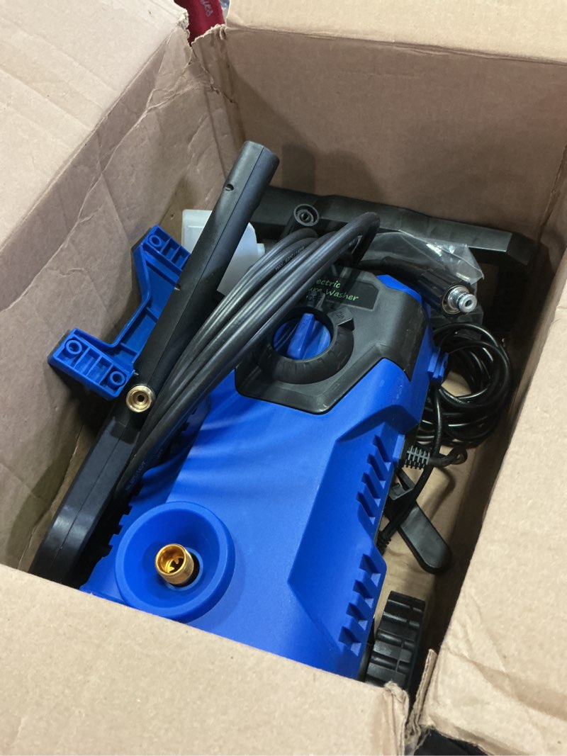 Condition photo showing As Is for Electric Pressure Washer 5000 PSI 2.8 GPM High Power Washer with 4 Pressure Nozzle and Foam Cannon, powerwashers for Home, Car Washing, Fence Cleaning, Patio, Blue