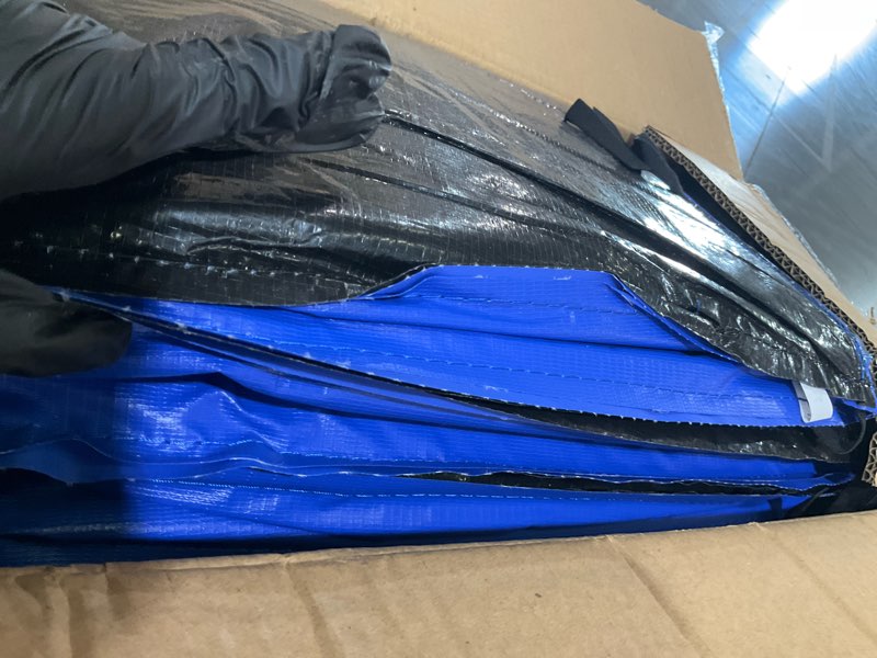 Condition photo showing As Is for langxun universal trampoline repalcement safety pad, 8ft 10ft 12ft 14ft 15ft 16ft waterproof surround spring foam cover for round frame 10ft blue