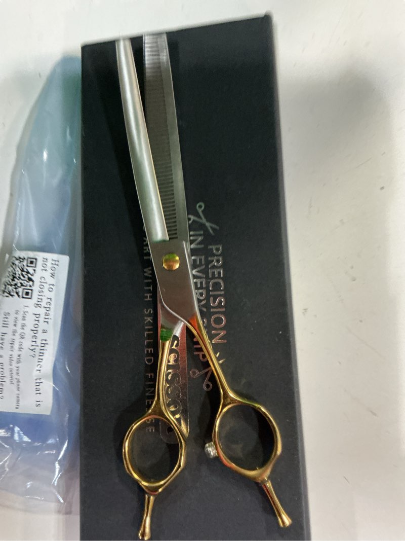 Condition photo showing Good Condition for jason curved thinner dog scissors - ergonomic updated dog grooming scissors sharp curved blender dog shears 440c stainless steel grooming shears professional pet shears for groomer 7.5inch-curved thinner