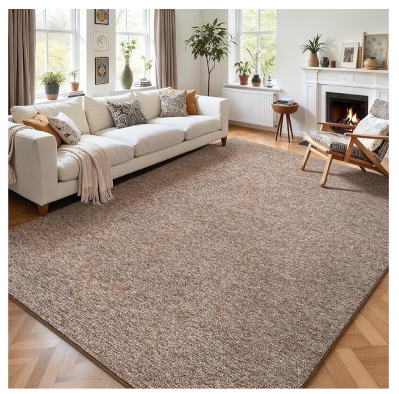 AROGAN Washable 6×9 Living Room Rug, Modern Area Rugs with Soft Memory Foam for Bedroom, Minimalist Non-Slip Indoor Floor Carpet for Dining Room Office Kids Playroom Decor, Matte Brown