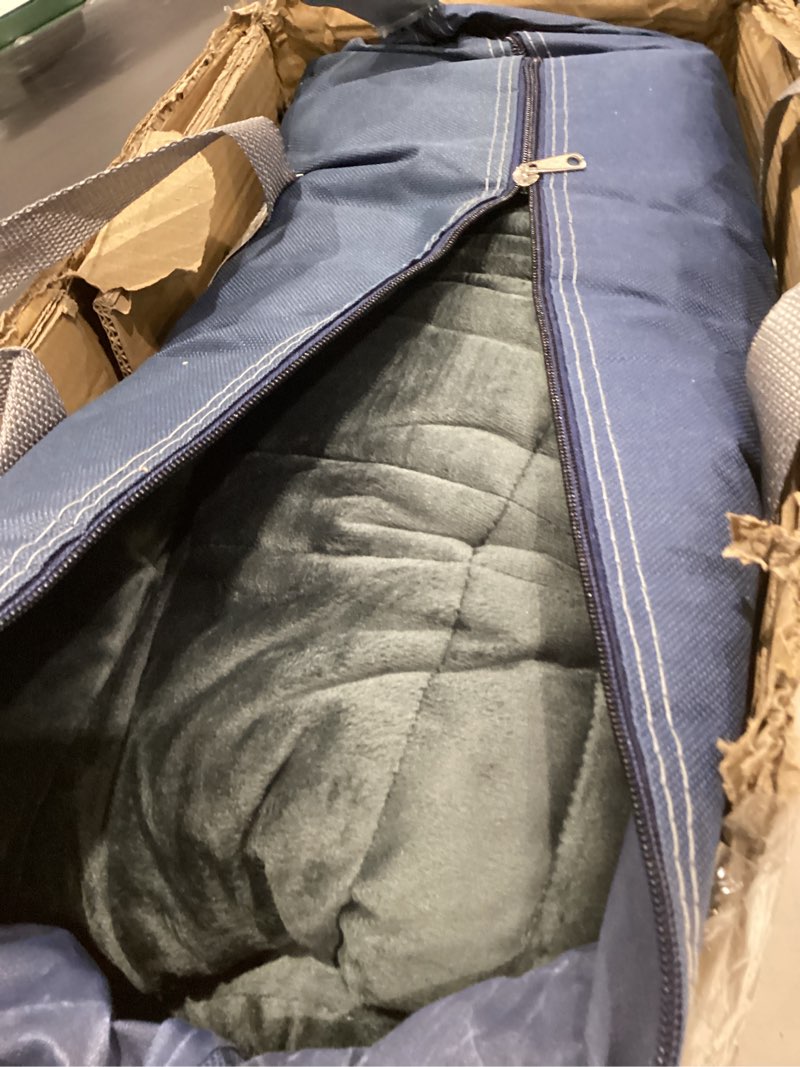 Condition photo showing Good Condition for king size weighted blanket 45lb(88''x104'', dual-sided), cozy warm velvet & cooling tencel fabric reversible king weighted blanket for adults & couples all season use - carry bag included, dark grey king | 88''x104'' - 45lbs dark grey