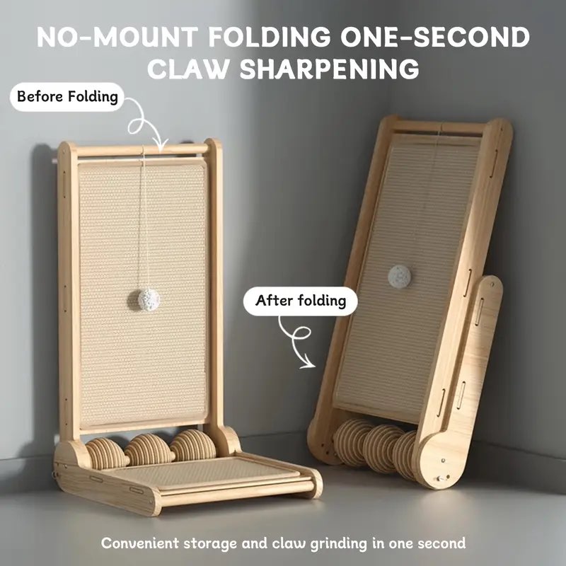 1pc wall mounted folding cat scratching board ball 