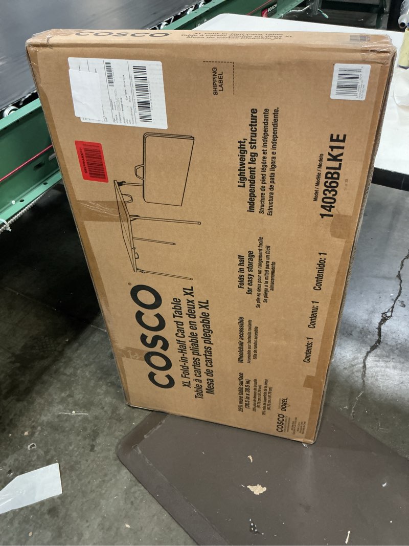 Condition photo showing New/Like New for coscoproducts cosco xl 38.5" fold-in-half card table w/handle, black, indoor & outdoor, wheelchair accessible