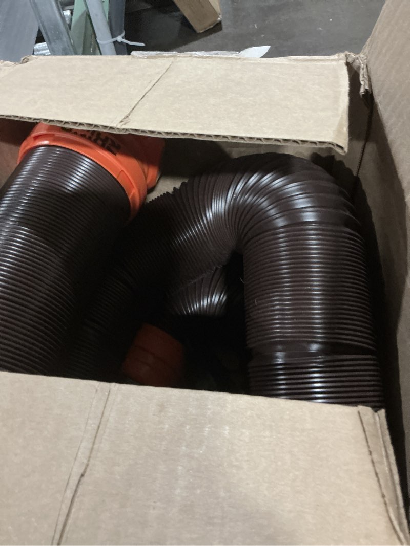 Condition photo showing As Is for Camco RhinoFLEX 15-Ft RV Sewer Hose Kit - Features Clear Elbow Fitting w/Removable 4-in-1 Adapter - Connects to 3” Slip or 3”/3.5”/4” NPT Threaded Sewer Connection (39770) 15' Rhino Sewer Hose