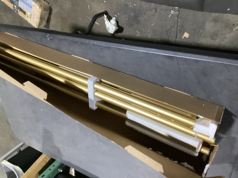 Condition photo showing Good Condition for kamanina 1 inch double curtain rods for windows 72 to 144 inches (6-12 feet)?warm gold heavy duty double curtain rod, telescoping drapery rod with netted texture finials warm gold 72-144"