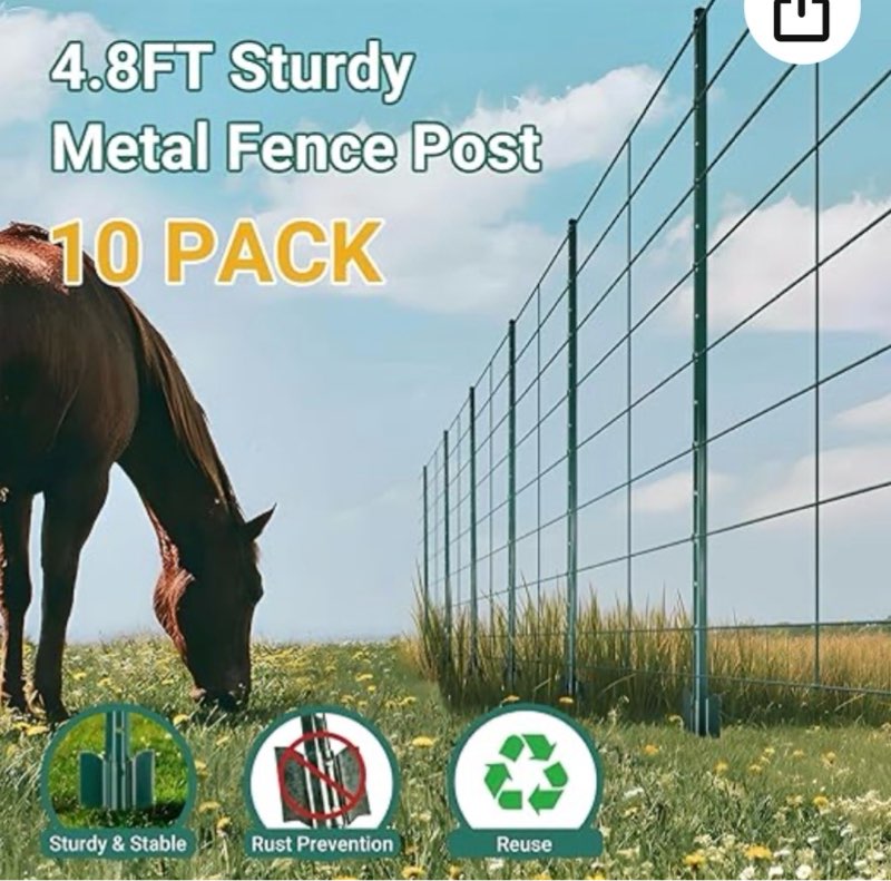 Item similar))))4ft Metal Fence Posts, Green Heavy Duty U Posts, No Dig T Posts for Fences Wire Mesh, Perfect for Temporary Fencing, Electric Fence Wire, Corner Anchor -