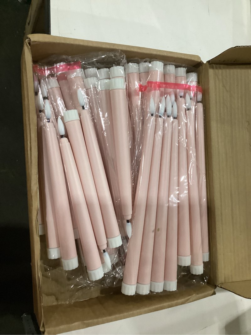 Condition photo showing Good Condition for 48 pcs flameless led taper candles battery operated candles 4 sizes of 8.5'', 9.65'', 10.83'', 12.8'' flameless candlesticks flickering for halloween christmas church wedding(dusty pink)