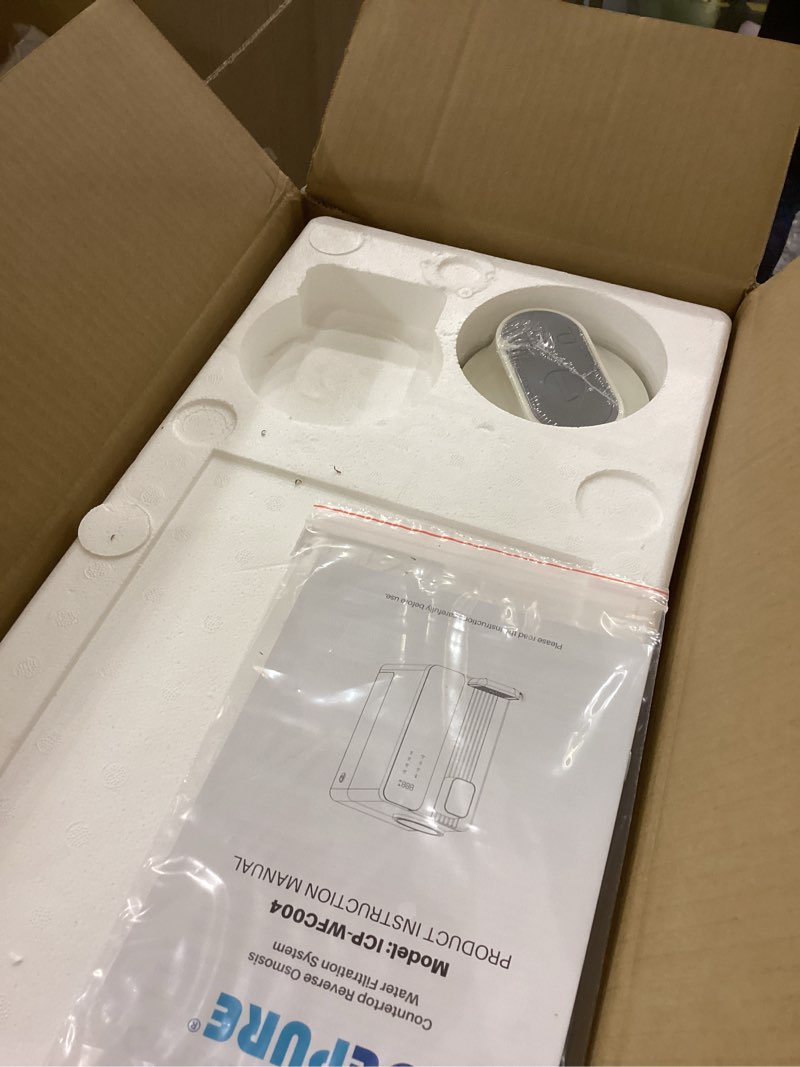 Condition photo showing As Is for ICEPURE ICP-WFC004 Countertop Reverse Osmosis System, Instant Hot Water Dispenser, 3-Stage RO Water Filter, 3:1 Pure to Drain, Water Purifier for Home, 4 Temperature Options, No Installation Required