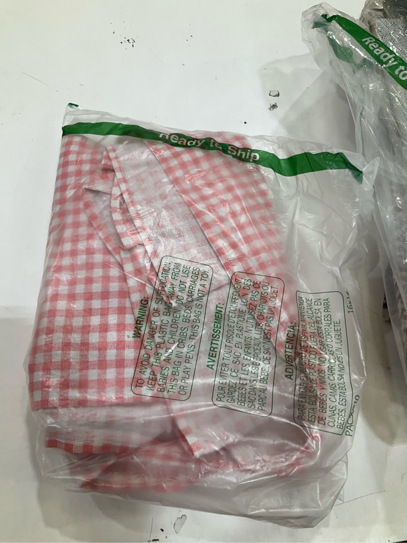 Condition photo showing Good Condition for mindsoft plaid ruffled table cloth cotton linen fabric checkered gingham tablecloth farmhouse vintage buffalo plaid decorative table cover for dining room party(52 x 70 inches,light pink) light pink 52" x 70" (rectangular) rectangle
