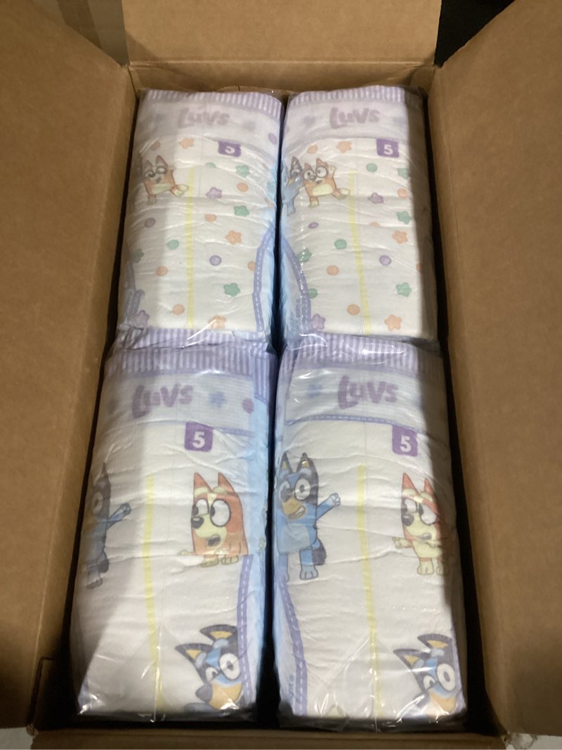 Condition photo showing New/Like New for Luvs Diapers - Size 5, 172 Count, Bluey Platinum Protection Baby Diaper Size 5 172