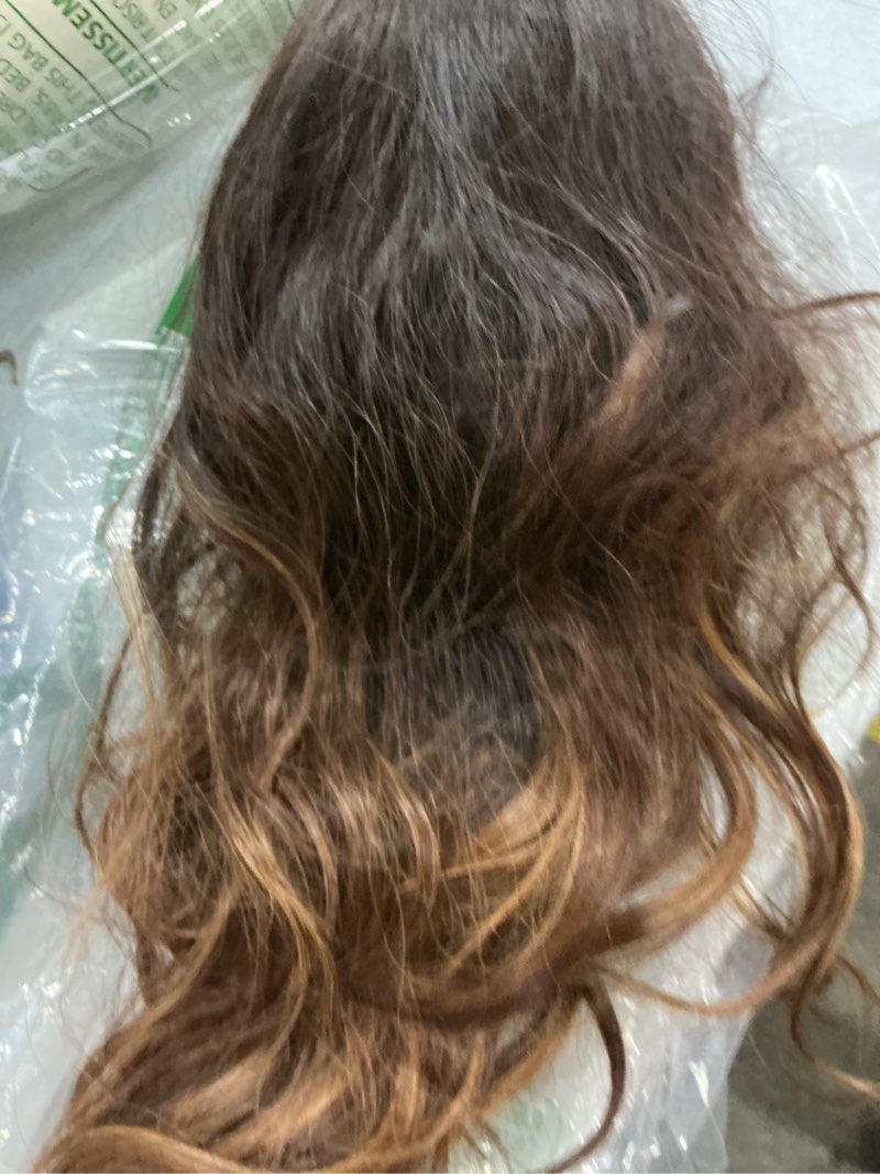 Condition photo showing Good Condition for aisi hair 18 inch honey highlight dark brown wig for women medium length wave curly glueless synthetic heat resistant hair wigs for daily party cosplay honey highlight dark brown 18 inch