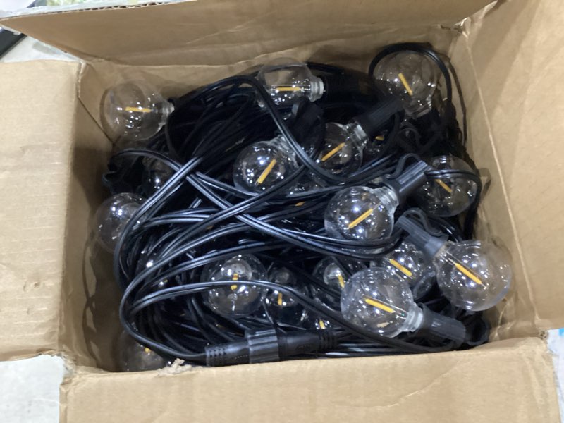 Condition photo showing Good Condition for addlon 100ft outdoor string lights g40 with remote, 54 led shatterproof bulbs, dimmable patio globe lights waterproof, hanging outside lighting for backyard, garden, deck, balcony, porch, café, decor 100ft(50 sockets)