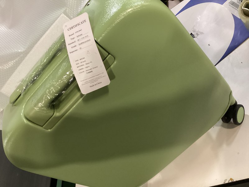 Condition photo showing Good Condition for mixi Carry On Luggage, 18” Suitcase with Front Pocket, Travel Luggage Aluminum Frame PC Hardside with Spinner Wheels & TSA Lock and Cover (Not for Underseat), Avocado Green Avocado Green 18-inch