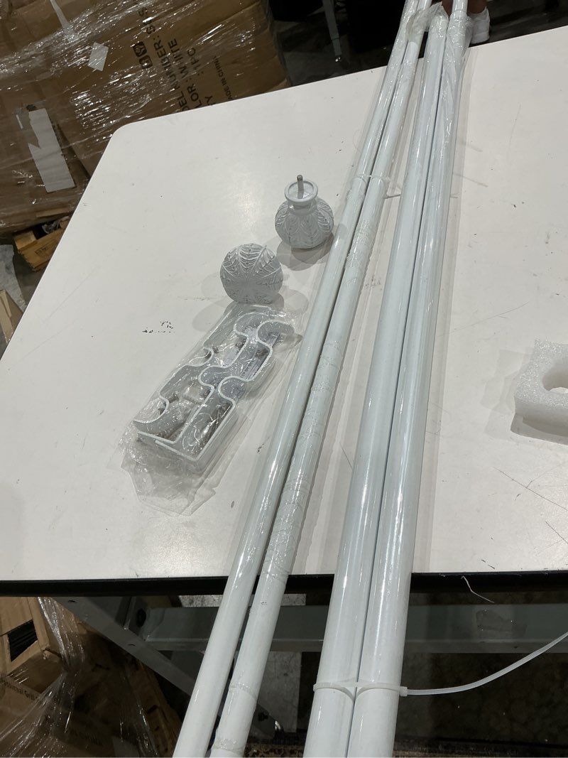Condition photo showing As Is for 5/8 in adjustable double splicing drapery curtain rods w/ volle finials 28"-120"