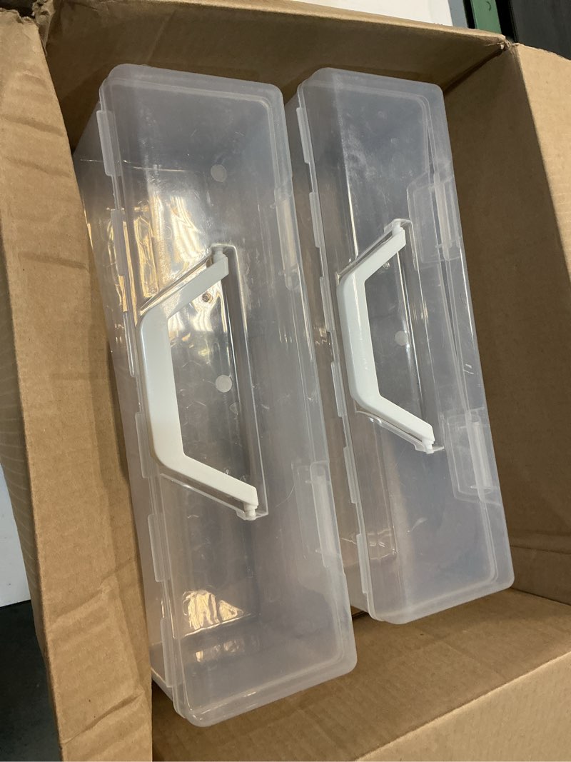 Condition photo showing Good Condition for 2 pcs paint storage boxes for apple barrel acrylic, plastic art supply box portable craft organizer with handle, 30 bottles capacity clear organizer for 2 fl. oz paints