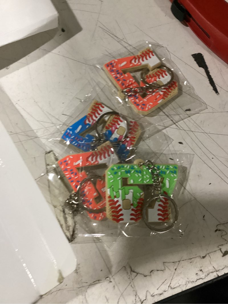 Condition photo showing As Is for konohan 12 pcs ice cream drip 6 7 keychain diy silicone ice cream number 6 7 keychain for birthday party team gifts travel bag luggage suitcase