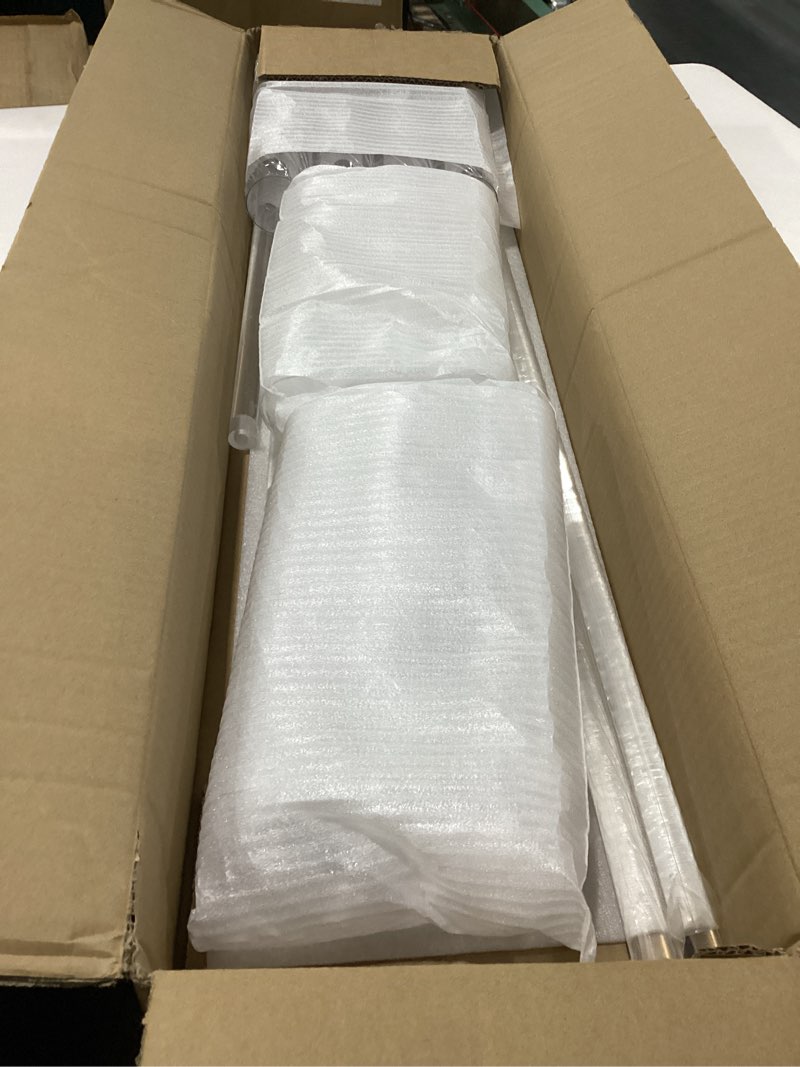 Condition photo showing As Is for 2pcs 5 arms acrylic candelabra centerpieces for wedding,45.7inches clear floor candle stick holders with acrylic shade for christmas party home decor fireplace gift candelabros para centros de mesa 45.7"tall 2