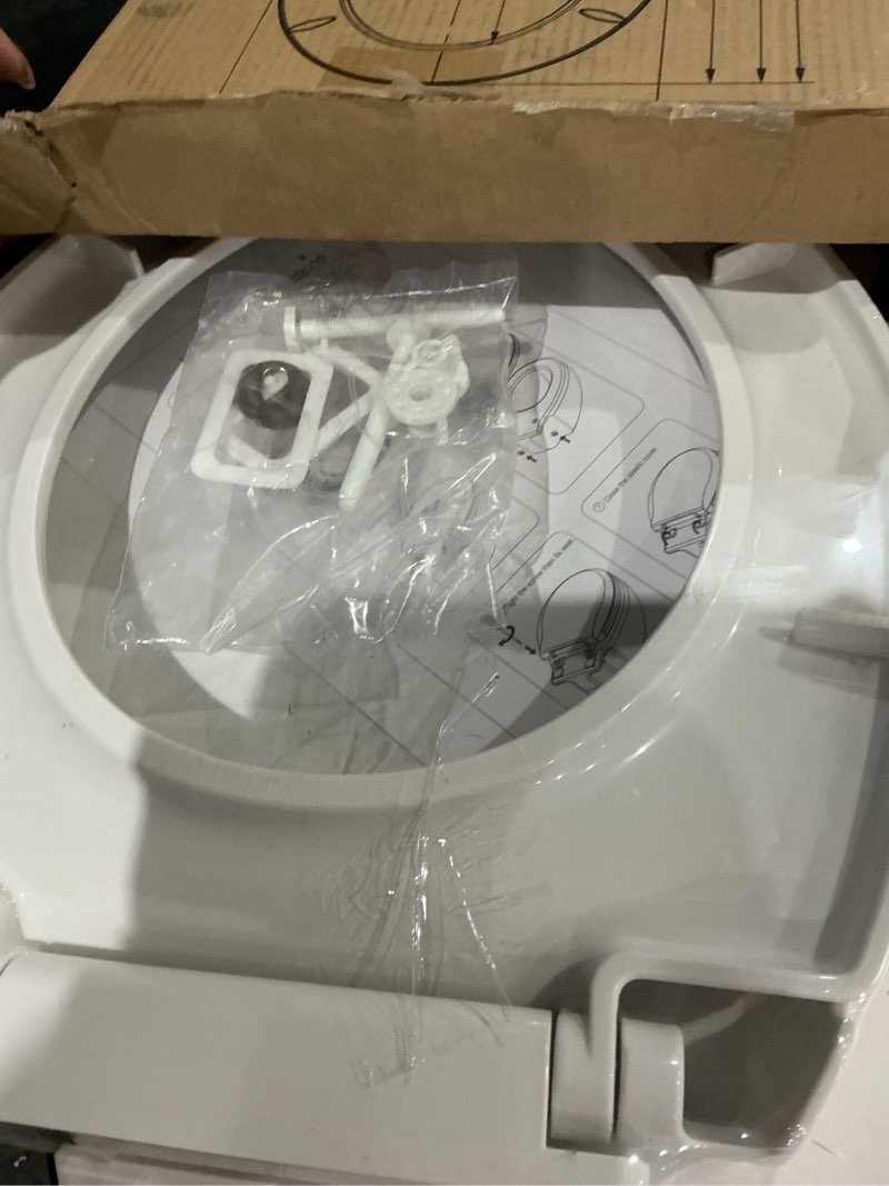 Condition photo showing Good Condition for jingze round toilet seat with slow close standard toilet seat,quiet toilet cover seat toilet lid durable refused to loosen easy to install & clean,white round 16.5inch white