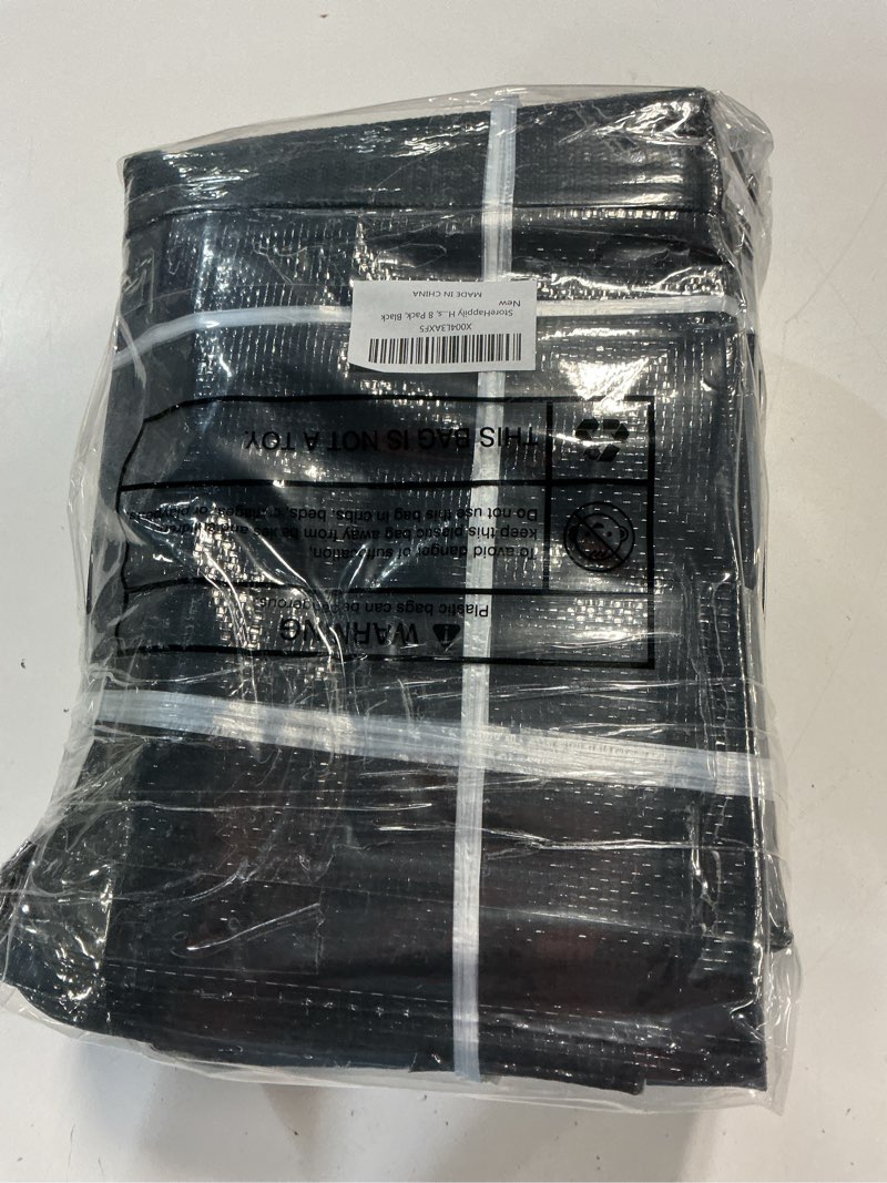 Condition photo showing New/Like New for storehappily heavy-duty & extra capacity moving bags with backpack straps, storage totes with double zipper & strong handles, packing bags alternative to moving boxes, moving supplies (8 pack, black) 8 25 gal