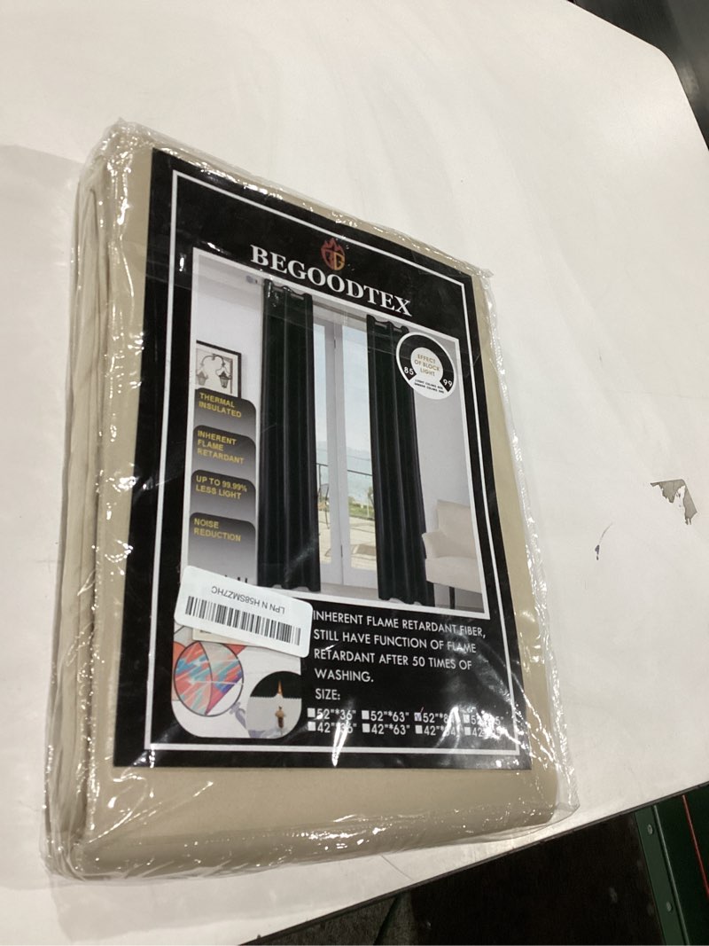 BEGOODTEX Inherent Flame Fire Retardant Room Darkening Thermal Insulated Curtain with Grommet, Light