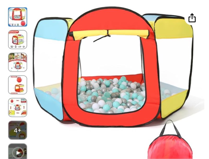 currently unavailable. we don't know when or if this item will be back in stock. delivering to erlanger 41018 - update location add to list                  4+     heopeis ball pit play tent for kids - 6-sided ball pit for kids toddlers and baby - fill with plastic balls (balls not included) or use as an indoor/outdoor play tent great gift ?red/yellow/blue?… touch the image to zoom in ball pit play tent for kids - 6-sided ball pit for kids toddlers and baby - fill with plastic balls (balls not included) or use as an indoor/outdoor play tent great gift ?red/yellow/blue?