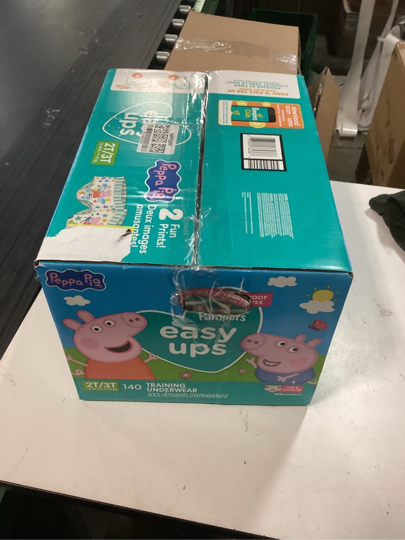 Condition photo showing New/Like New for pampers training pants - easy ups girls & boys - size 2t-3t, 140 count, peppa pig potty underwear (packaging may vary) 2t-3t 140