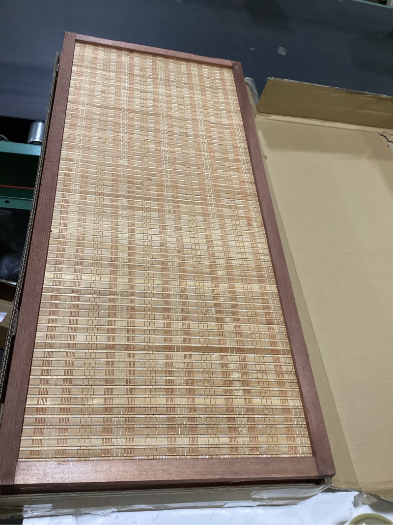 Condition photo showing New/Like New for 4 panel detachable room divider, 5.6 ft tall two in one bamboo privacy screen (converts into 2 low dividers), folding panel divider for room separation, natural brown (67" h x 61.4" w) brown 4 panel