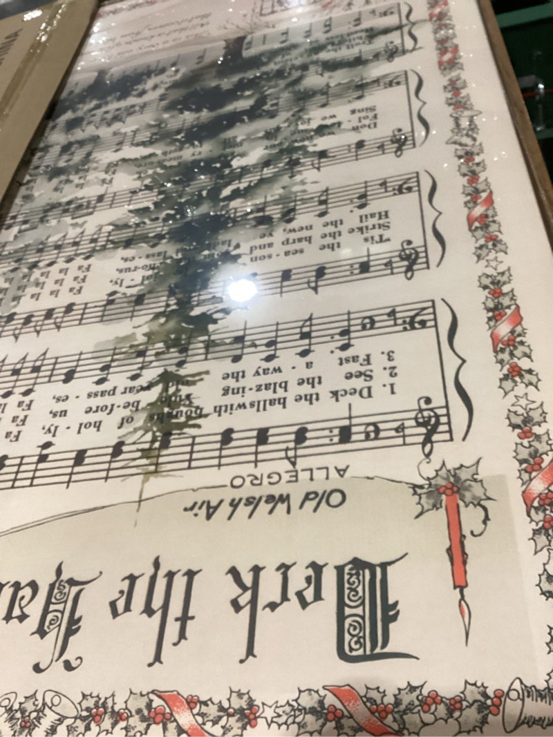 Condition photo showing New/Like New for framed music wall art, neutral vintage sheet music canvas prints artwork for walls, rustic tree picture for hallway entryway bedroom dining room office living room wall decor, 24x36 in 36"l x 24"w beige