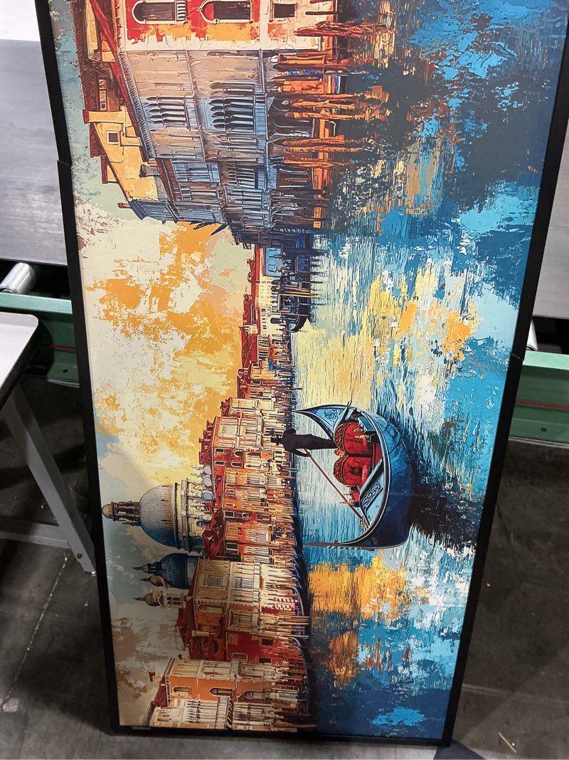 Condition photo showing As Is for large italy wall art for living room, venice grand canal landscape canvas oversized wall decor gondolas framed pictures aesthetics cityscape painting print artwork for bedroom office 60" l x 30" w view of venice 60"l x 30"w