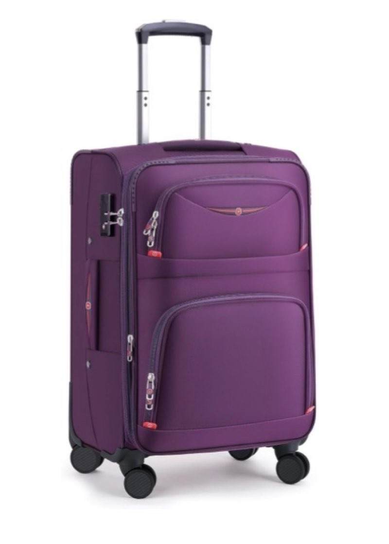  softside expandable luggage with 4 spinner wheels, durable carry-on luggage suicase (purple, 21-inch)