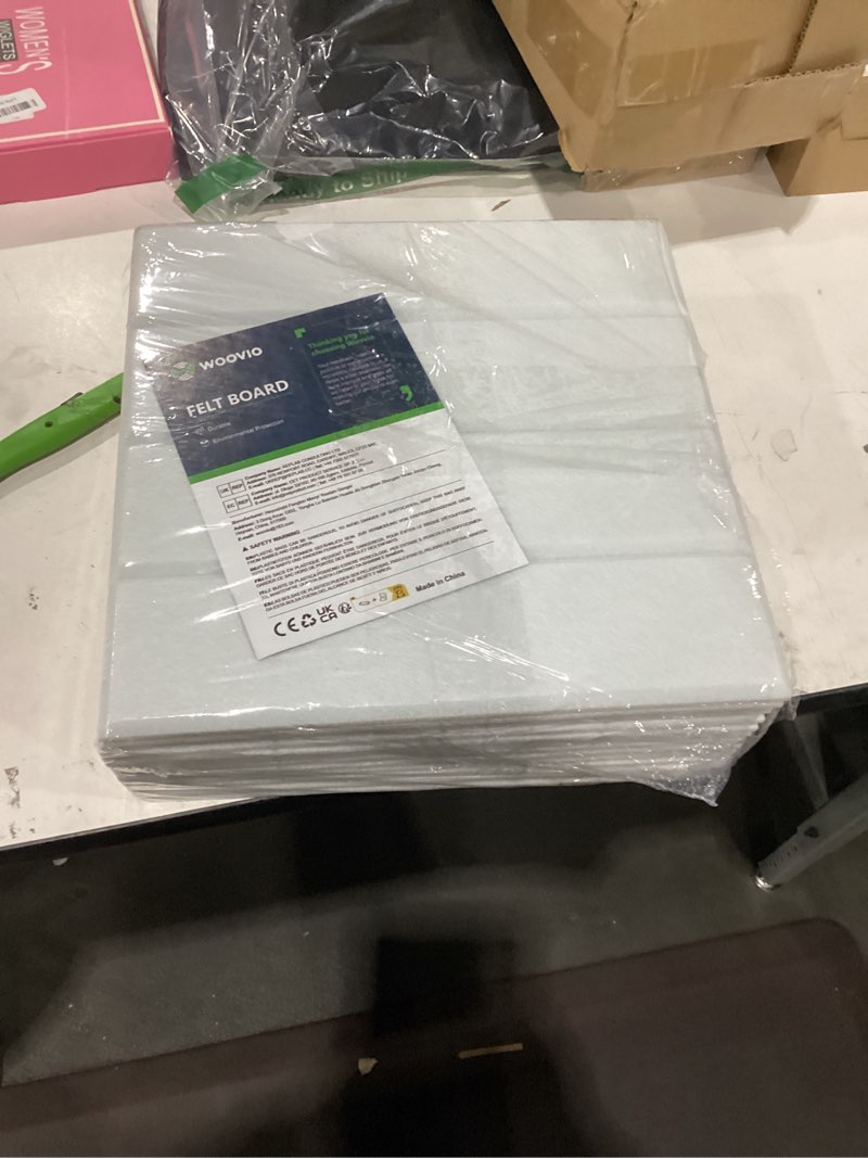 large cork board, 12 pack 12"x12"x0.4" felt bulletin board tiles with self adhesive for wall home office decor, pin cork boards-white white slat-12 pack