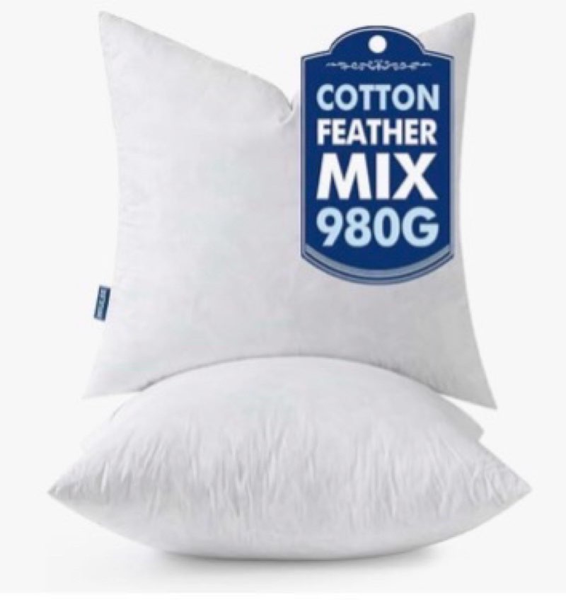 MIULEE 22x22 Pillow Inserts,Set of 2 Down Feather Throw Pillows for Couch Sofa Bed, Decorative Fluff