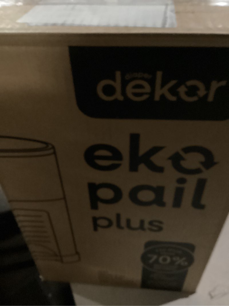 Condition photo showing New/Like New for Diaper Dekor EKO Plus Diaper Pail, White | ONLY Eco-Friendly Diaper Pail Made with 70% Recycled Materials | Hands-Free: Step–Drop–Done | Cost-Effective Refill System |Great Cloth Diaper Pail Eko White