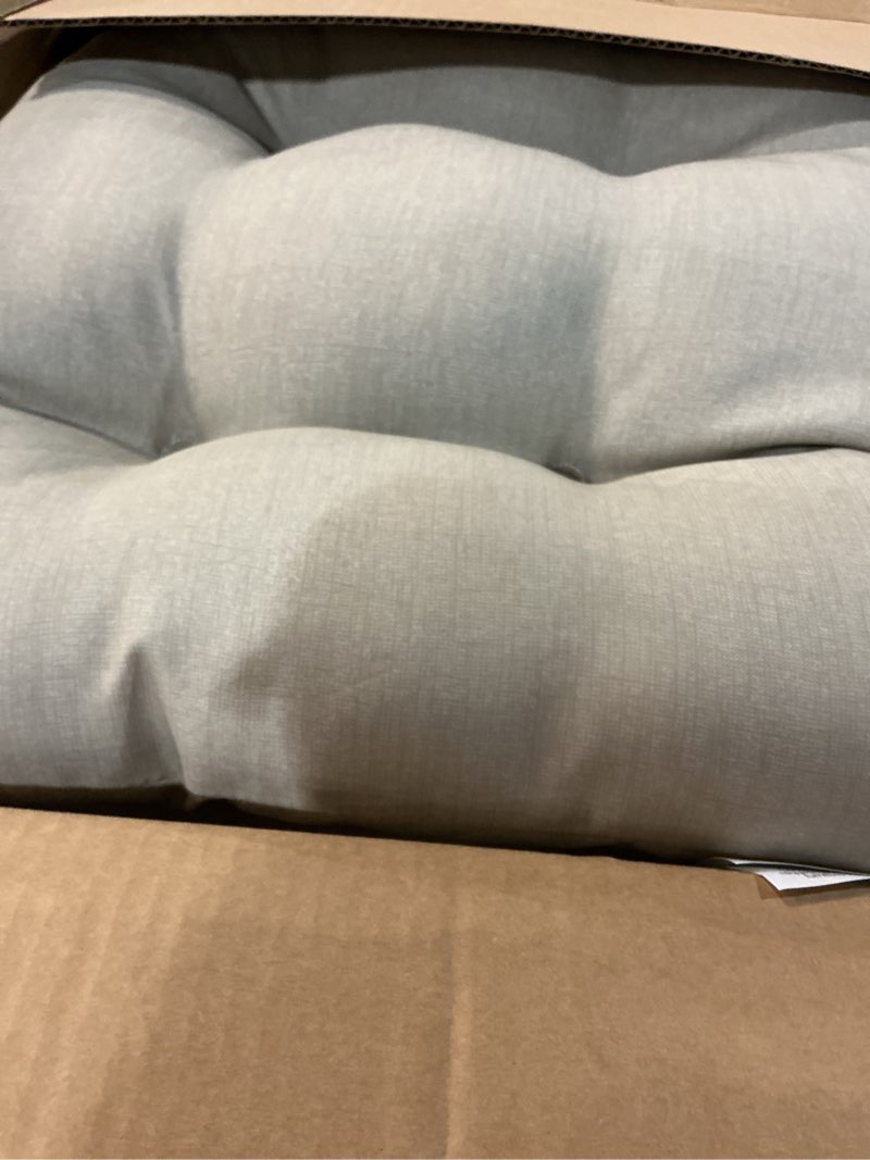 Condition photo showing Good Condition for arden indoor/outdoor rocking chair or wicker chair cushion, 2-pack, 20 x 18, water repellent, rain proof, fade resistant cushion for rocking or rounded back chair tan leala 18 x 20 tan leala 2