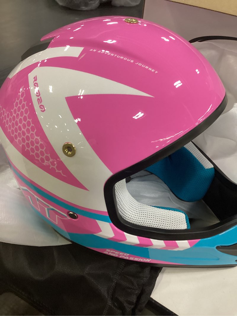 Condition photo showing Good Condition for Youth Dirt Bike Helmet DOT Certified - Full Face Motorcycle Helmet for Off-Road, ATV, Street Riding, Includes Adjustable Goggles & Protective Gloves PINK Small