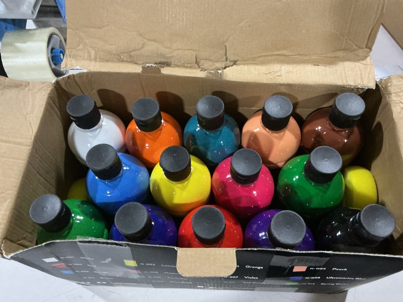 Condition photo showing Good Condition for nicpro 14 colors large washable paint set for kid (16.9oz), acrylic bulk paint supplies non toxic tempera paint for art, craft, poster & finger paint, school, teacher classroom must have, paraben-free 14 colors 16.9 fl oz (pack of 14)